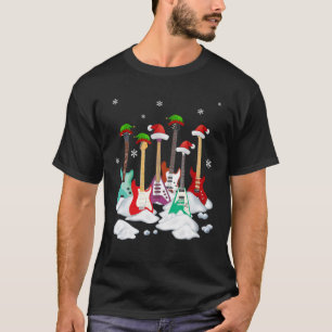 Camiseta Guitar Santa Hat Árbol de Navidad Divertido música