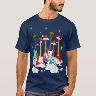 Camiseta Guitar Santa Hat Árbol de Navidad Divertido música
