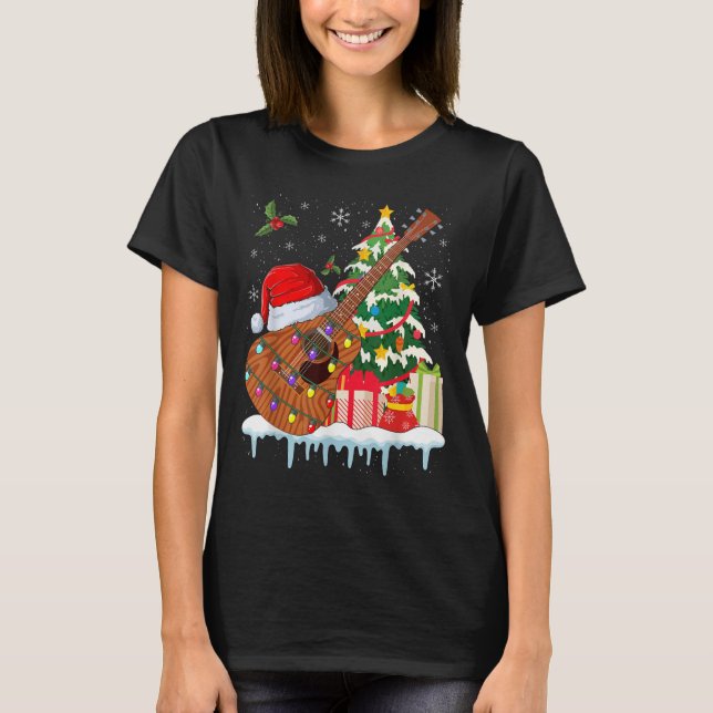Camiseta Guitar Santa Hat Christmas Musicians Guitars  (Anverso)