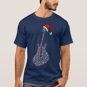 Camiseta Guitar Santa Hat Christmas Snow Funny Music Loves 