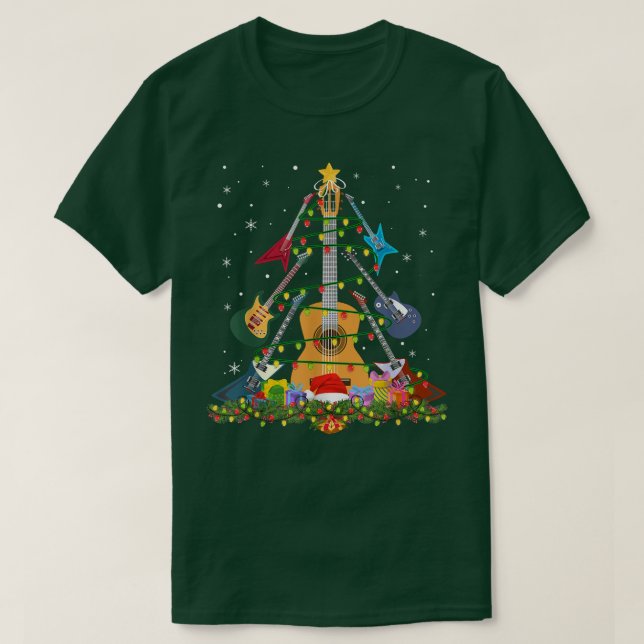 Camiseta Guitar Santa Hat Christmas Tree Music Ama las navi (Diseño del anverso)