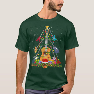 Camiseta Guitar Santa Hat Christmas Tree Music Ama las navi