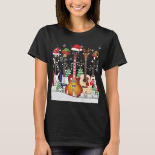 Camiseta Guitar Santa Hat Elf: sudor de músico de árbol de