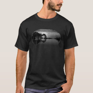 Camiseta Guitar Sunset Sky Trees City Lake Reflection Styli