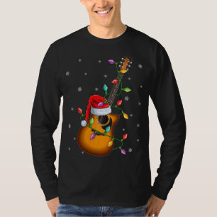Camiseta Guitar Xmas Iluminación coincidente con Santa Hat
