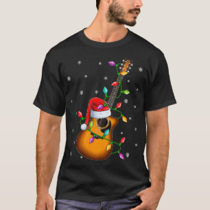 Camiseta Guitar Xmas Iluminación coincidente con Santa Hat 