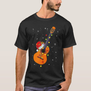 Camiseta Guitar Xmas Iluminación coincidente con Santa Hat