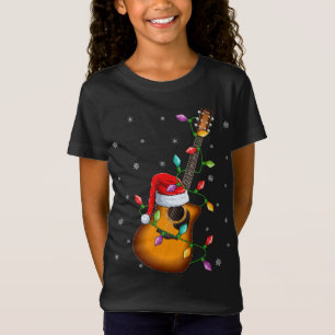 Camiseta Guitar Xmas Iluminación coincidente con Santa Hat 