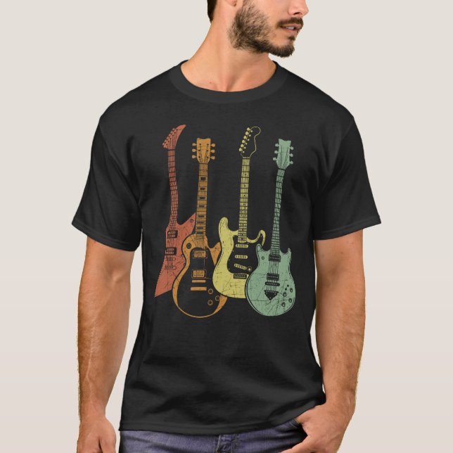Camiseta Guitareros de instrumentos musicales coloridos (Anverso)