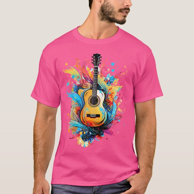Camiseta Guitari, guitarrista de guitarra acústica de arte  (Anverso)