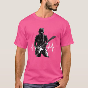 Camiseta Guitariano Heartbeat ECG frecuencia de línea Guita