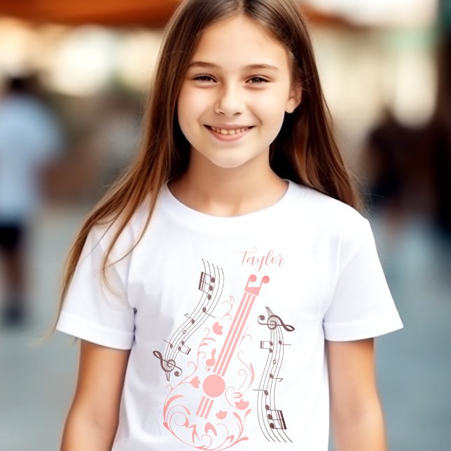 Camiseta Guitariano Jugador Música Pink Custom Name (Guitarist Guitar Player Music Pink Custom Name T-Shirt)