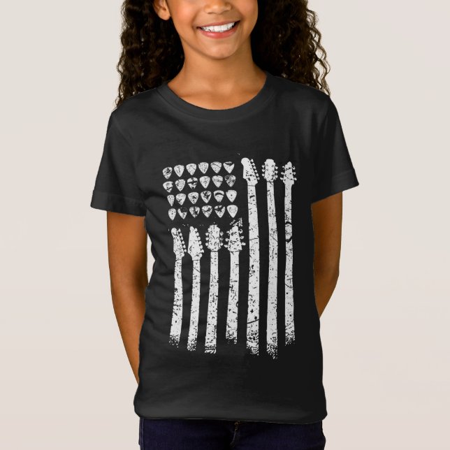Camiseta Guitarismo de guitarra de FLAG patriótico american (Anverso)