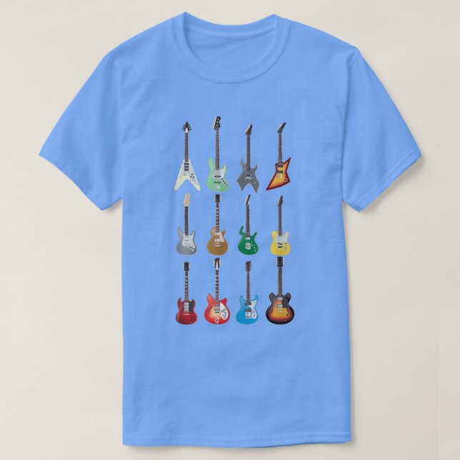 Camiseta Guitarismo eléctrico colección de guitarra vintage (Diseño del anverso)