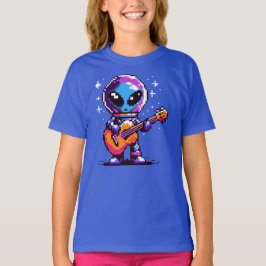 Camiseta Guitarista alienígena de 8 bits - Música espacial 