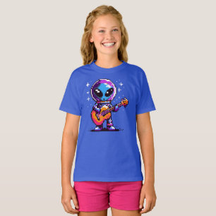 Camiseta Guitarista alienígena de 8 bits - Música espacial 