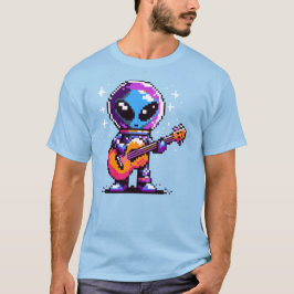 Camiseta Guitarista alienígena de 8 bits - Música espacial