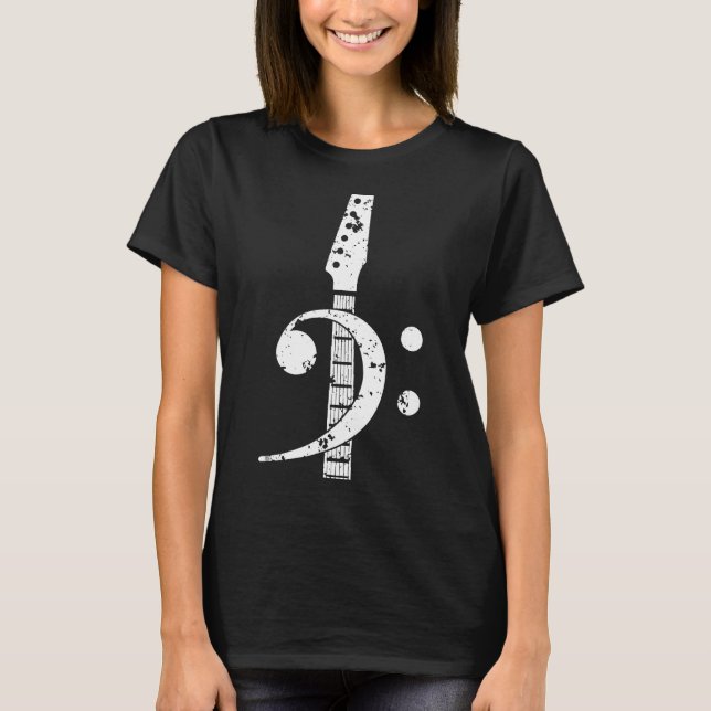 Camiseta Guitarista - Bass Clef Bass Guitar - fhUCS (Anverso)