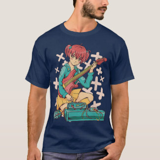 Camiseta Guitarista Chica Anime Tocando Guitarra Con Colo A