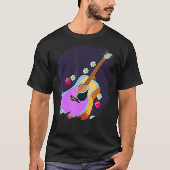 Camiseta Guitarista de flores con flores de guitarra adorab (Anverso)