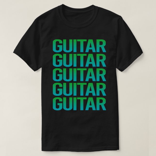 Camiseta Guitarista de guitarra de texto degradado (Diseño del anverso)