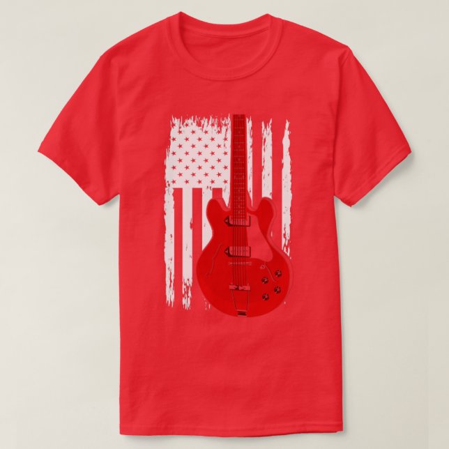 Camiseta Guitarista de guitarra eléctrica de bandera estado (Diseño del anverso)