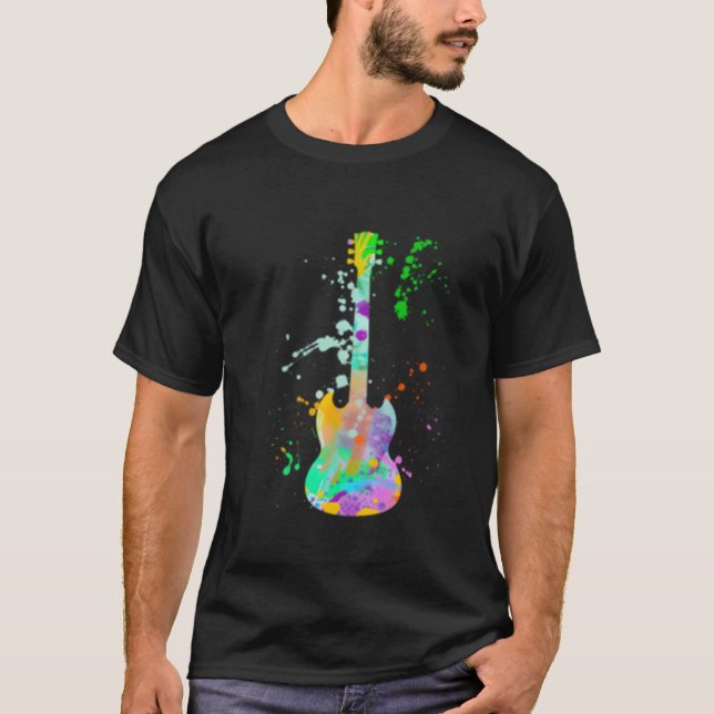 Camiseta Guitarista de guitarra eléctrica para pintar (Anverso)