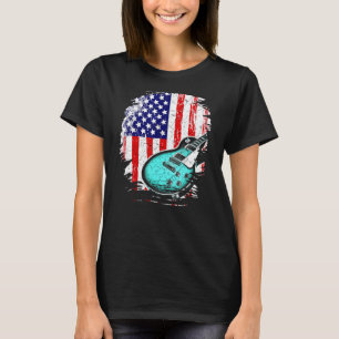 Camiseta Guitarista de guitarra vintage Bandera estadounide