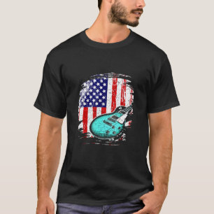 Camiseta Guitarista de guitarra vintage Bandera estadounide