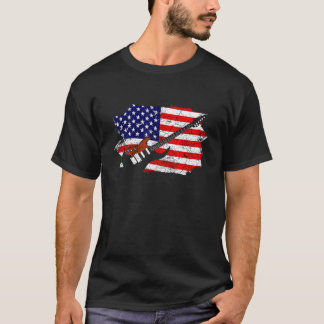 Camiseta Guitarista de guitarra vintage Bandera Estadounide