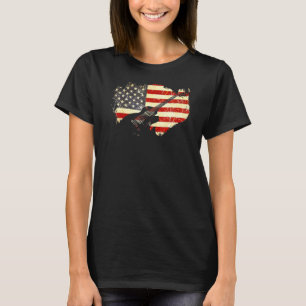 Camiseta Guitarista de guitarra vintage Bandera Estadounide