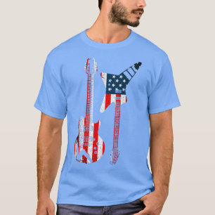 Camiseta Guitarista de la bandera estadounidense de guitarr