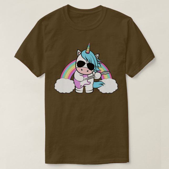 Camiseta Guitarista de música guitarra Unicornio Arcoiris (Diseño del anverso)