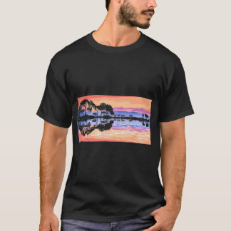 Camiseta Guitarista de reflexión sobre el lago de sombra de