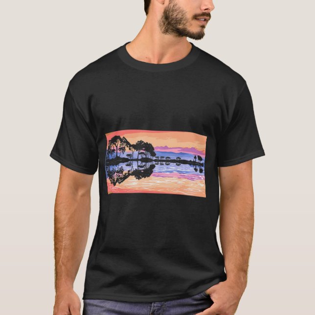 Camiseta Guitarista de reflexión sobre el lago de sombra de (Anverso)