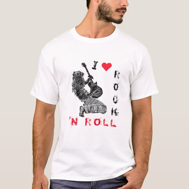 Camiseta Guitarista de rock - Amo el rock N Roll (Anverso)