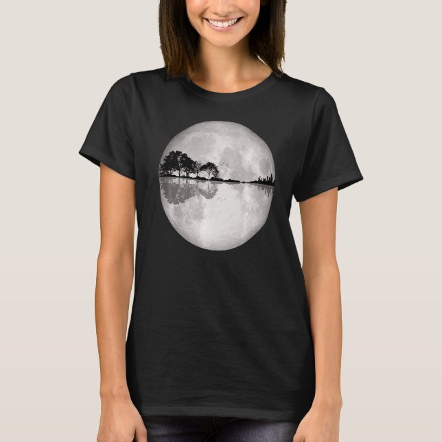 Camiseta Guitarista Guitarista de Guitarra Naturaleza Moon  (Anverso)