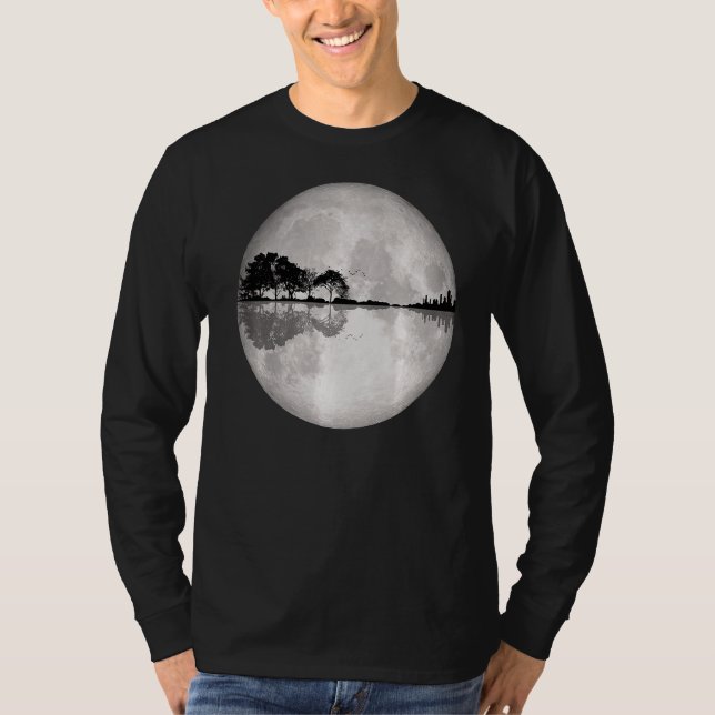 Camiseta Guitarista Guitarista de Guitarra Naturaleza Moon  (Anverso)