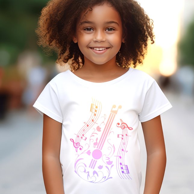 Camiseta Guitarista Guitarra Música Chica Rosa Colorida (Guitarist Guitar Player Music Girl T-Shirt)