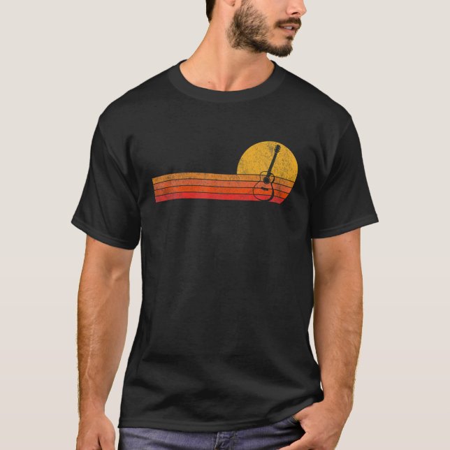 Camiseta Guitarista guitarrista acústico Retro su (Anverso)
