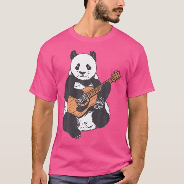 Camiseta Guitarista Pandabear Jugando A Gui Acústica Clásic (Anverso)