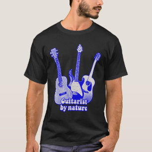 Camiseta Guitarista por naturaleza. Guitarrista azul retro