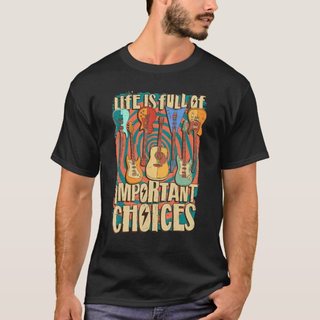 Camiseta Guitarista Vida Electric Acoustic Guitar Retro Vin (Anverso)