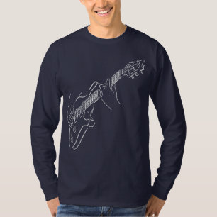 Camiseta Guitarista y guitarra. Instrumento blanco acústico