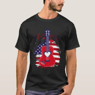 Camiseta Guitarra 4 De Julio Bandera Estadounidense Música 