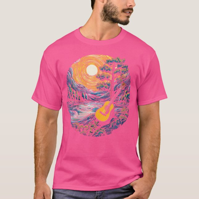 Camiseta Guitarra Acústica A Orillas Del Lago Guitarista (Anverso)