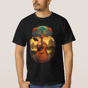 Camiseta Guitarra Acústica A Orillas Del Lago Guitarista Su