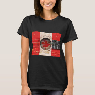 Camiseta Guitarra Acústica Antigua con Bandera Canadiense