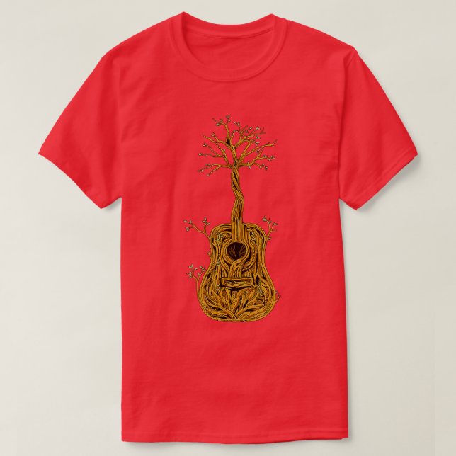 Camiseta Guitarra acústica árbol de camisas de la vida guit (Diseño del anverso)