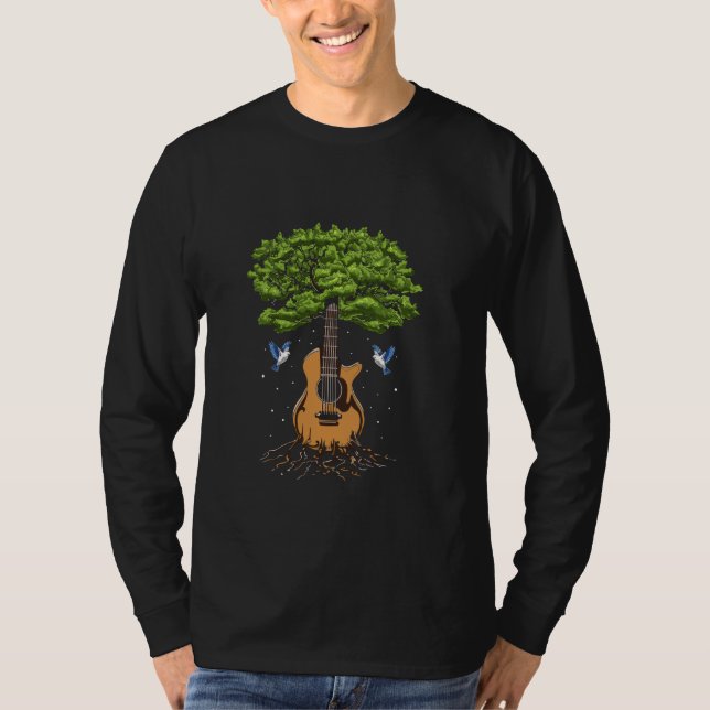 Camiseta Guitarra Acústica Árbol De La Naturaleza De La Vid (Anverso)